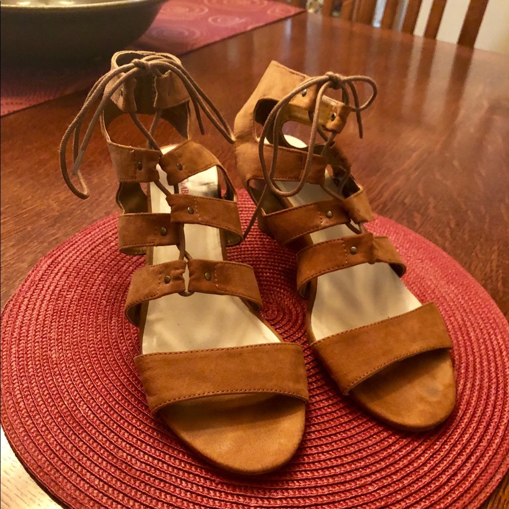 JustFab Lace-Up Heeled Sandal 11M